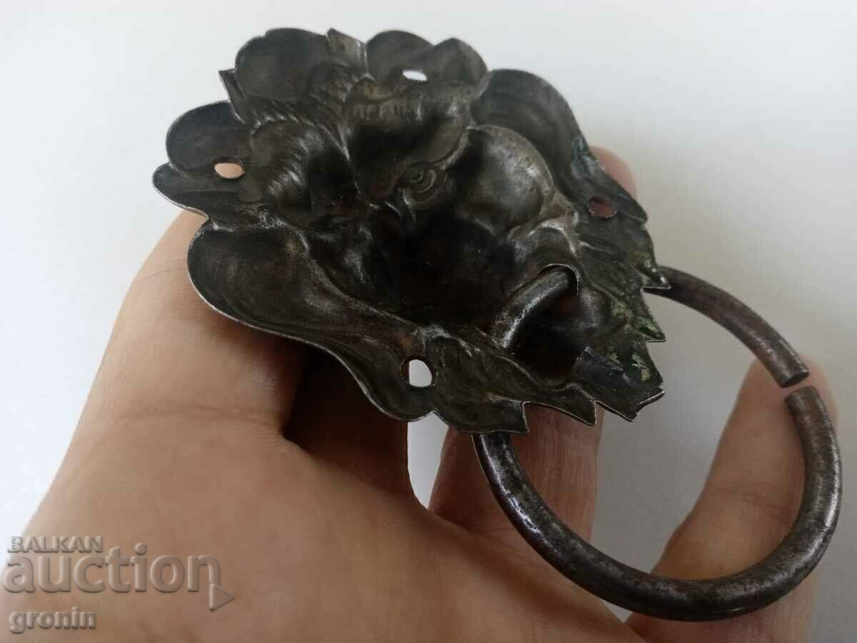 Old knocker, for gate, door, clapper, Lion, iron, eyelid - 7