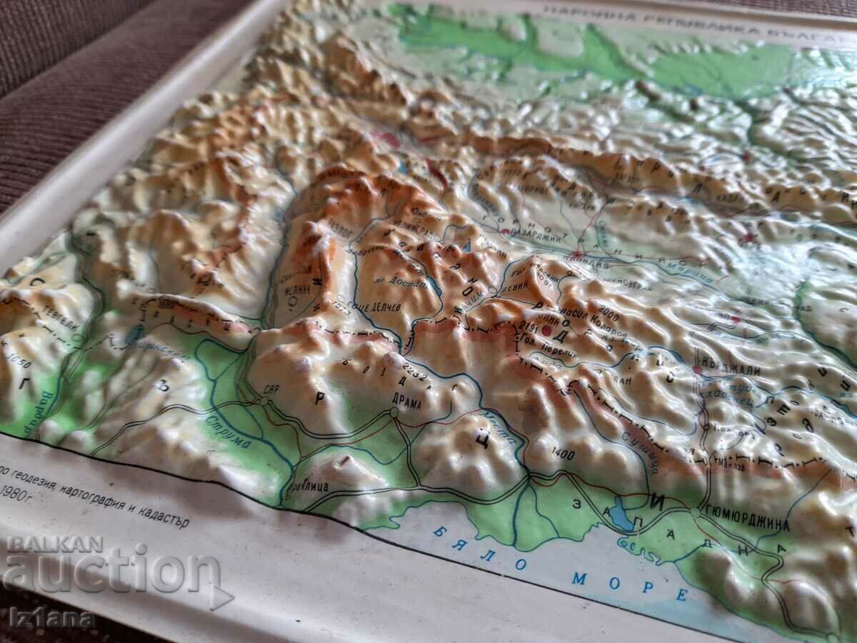 Auction Old relief map of Bulgaria Auction Old relief map of Bulgaria