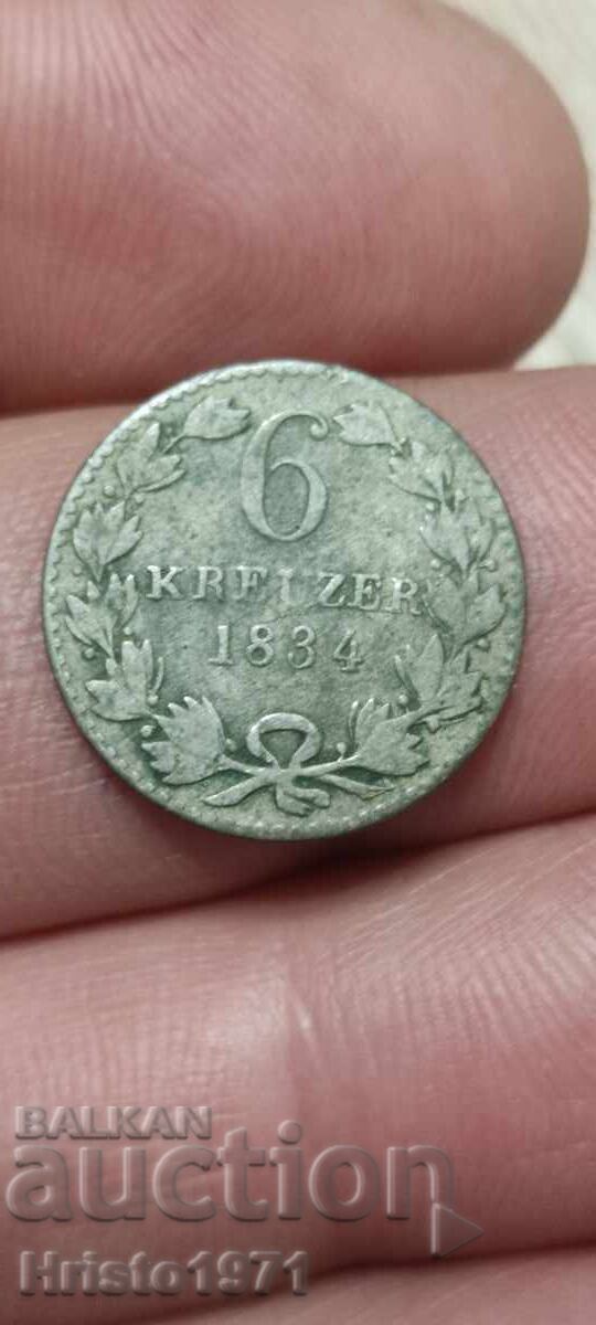 6 Kreuzer 1834 Baden 6 Kreuzer 1834 Baden