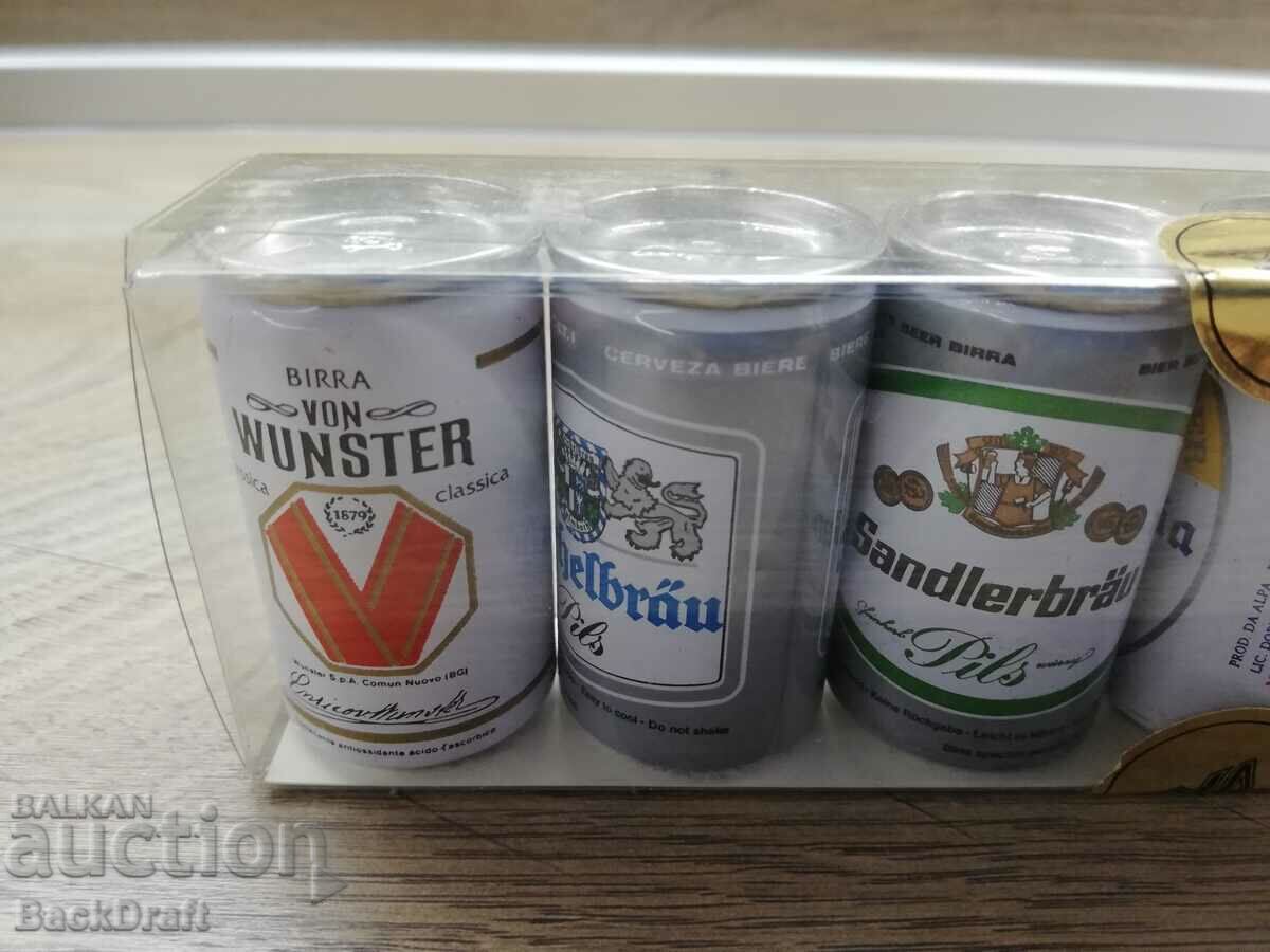 Auction  Collection of 6 Mini Full Cans, Ken Bira Moretti, Wunster