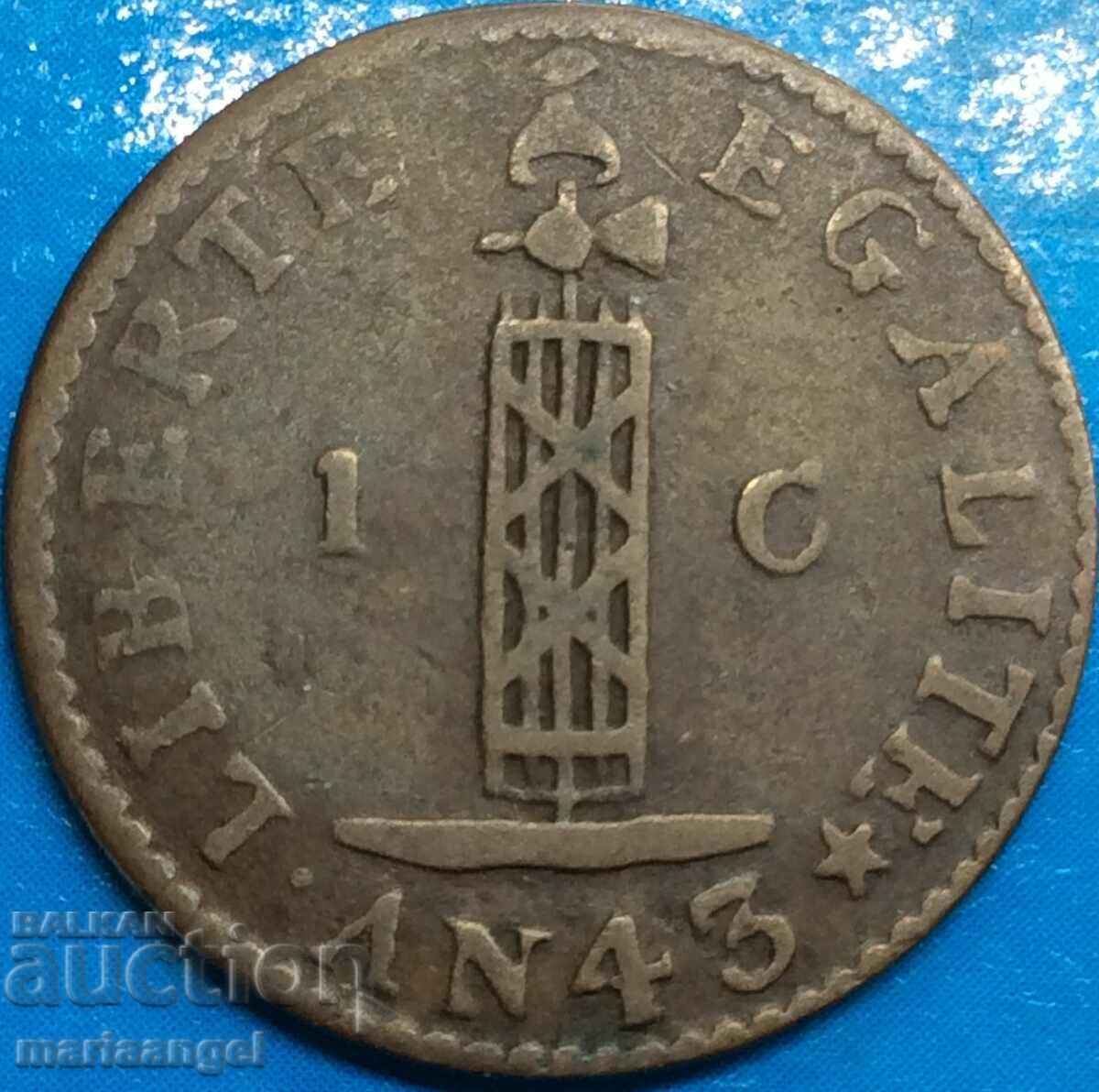 Haiti 1 centime 1846 AN 43 cupru