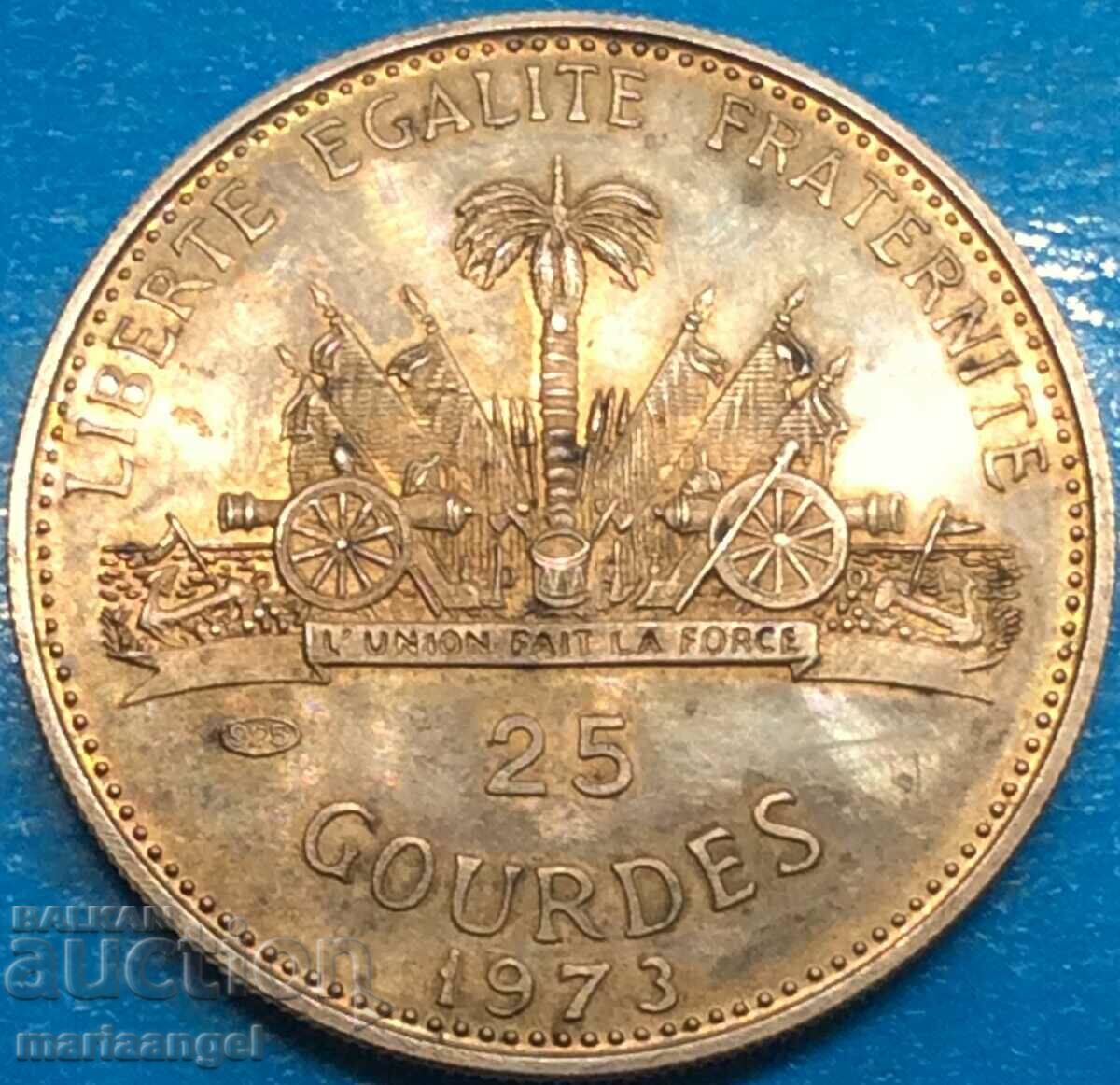 Haiti 1973 25 gourde Fotbal - Campionat 1974 argint 30 mm