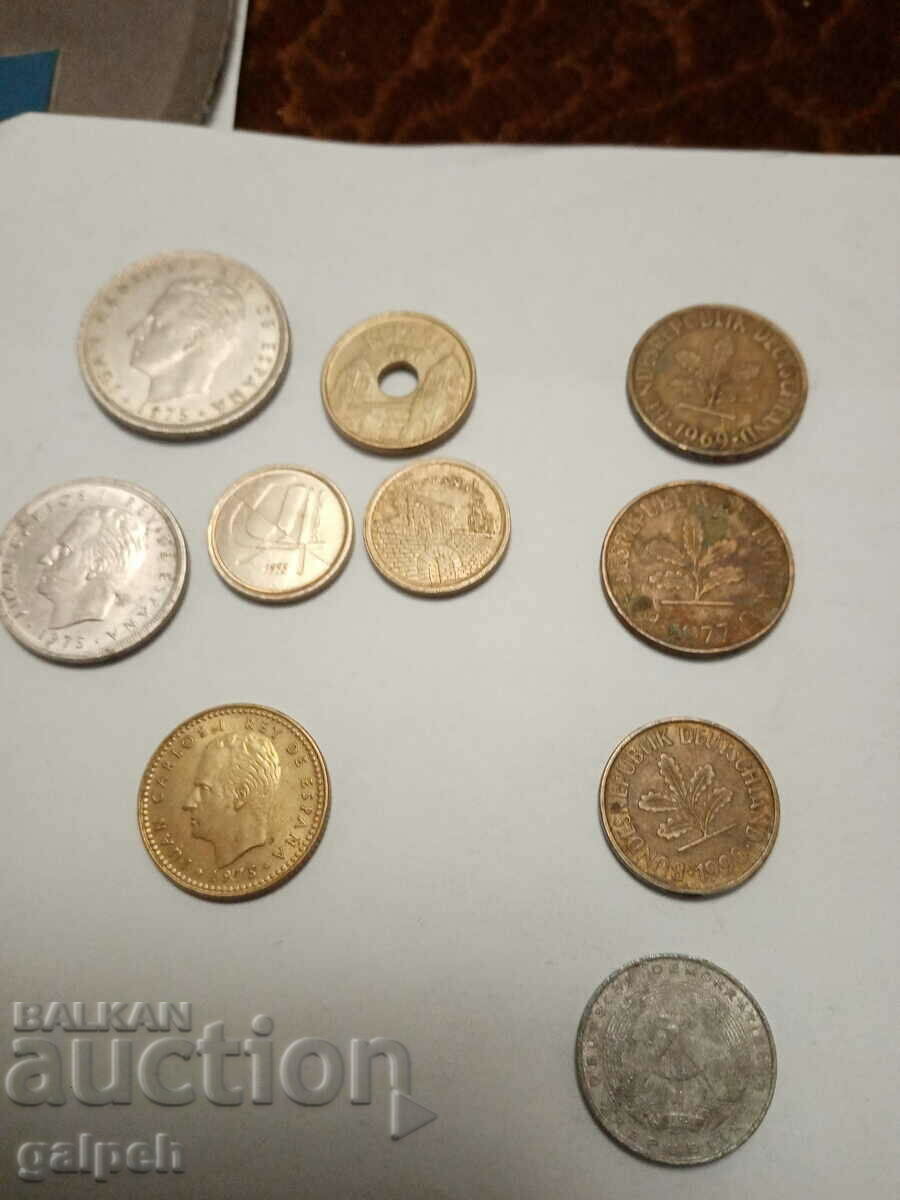 COINS OF SPAIN, GERMANY, BULGARIA - 25 pcs. - BGN 2.5 - 6 COINS OF SPAIN, GERMANY, BULGARIA - 25 pcs. - BGN 2.5 - 6