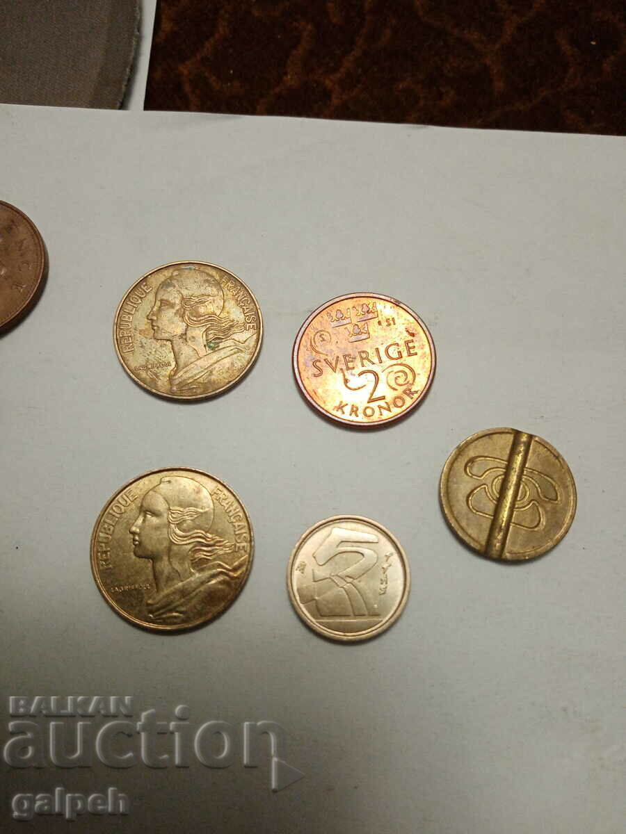 COINS GREAT BRITAIN, FRANCE, SWEDEN, BULGARIA-25 pcs.-3 BGN - 5 COINS GREAT BRITAIN, FRANCE, SWEDEN, BULGARIA-25 pcs.-3 BGN - 5