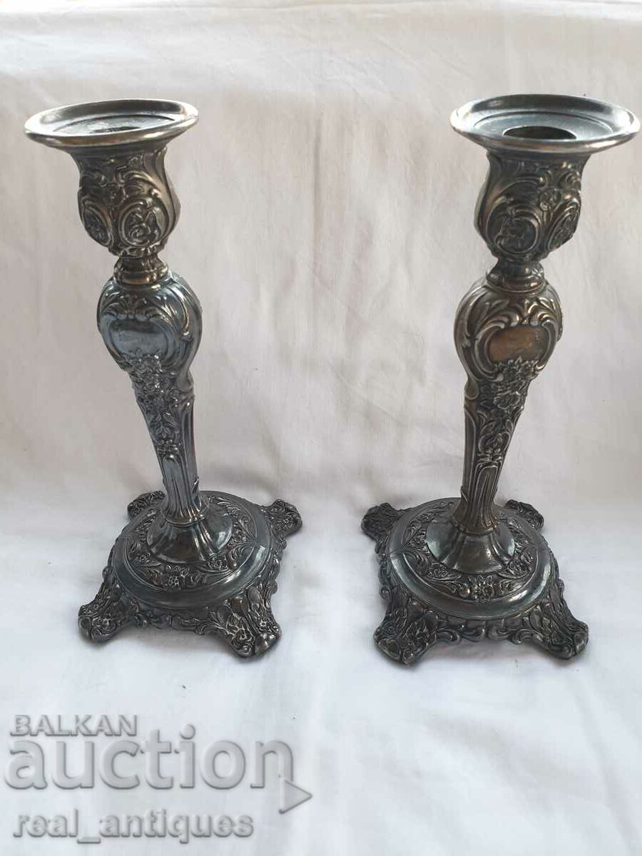 Set of silver plated candlesticks