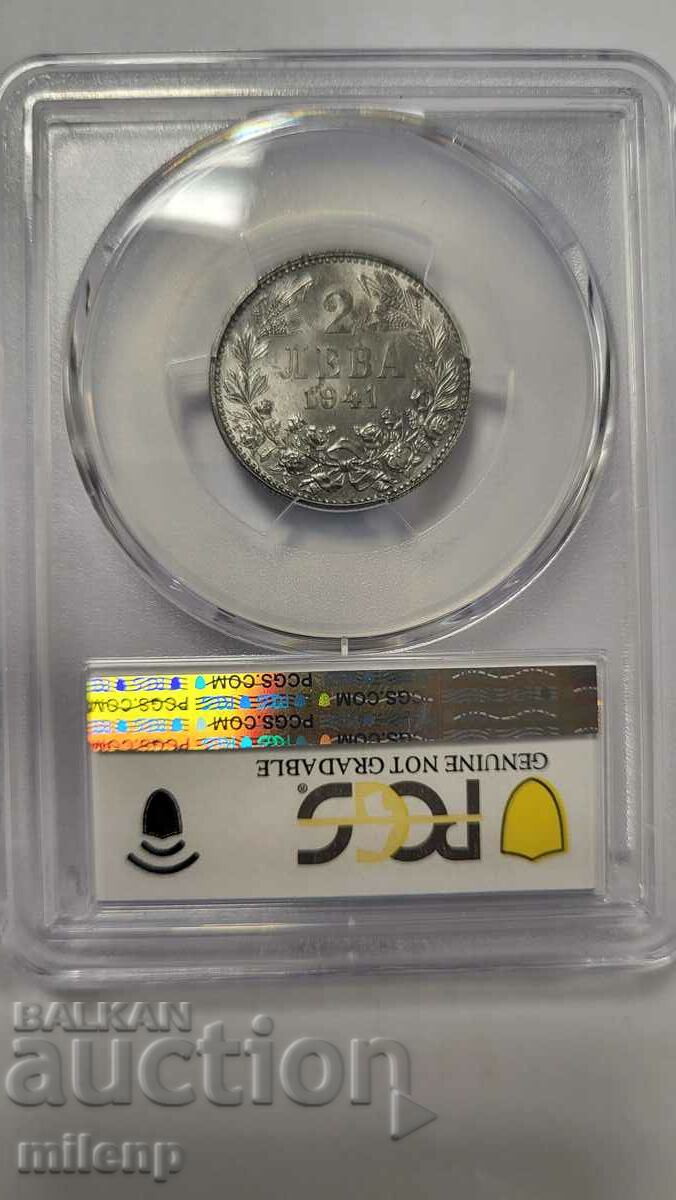 2 leva 1941. PCGS UNC DETAILS