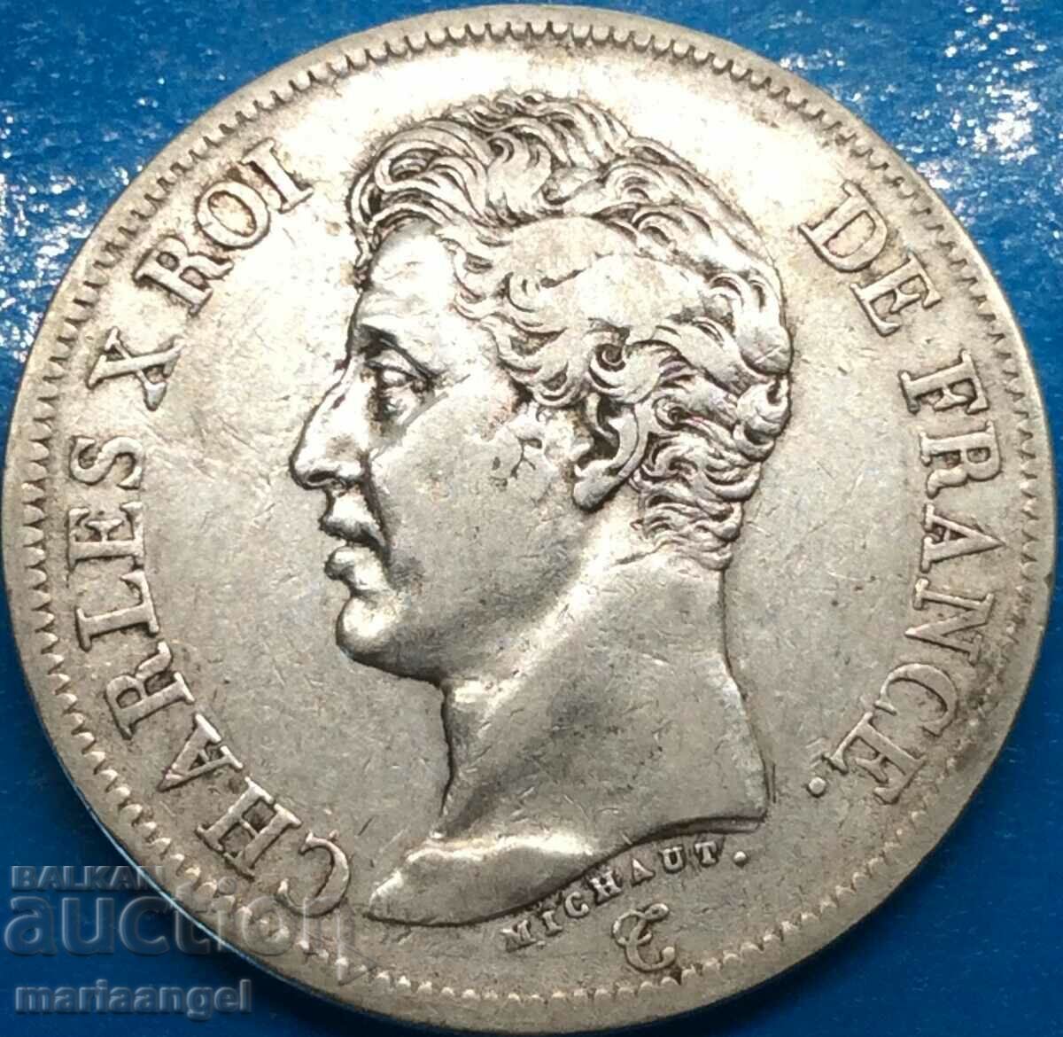 5 Francs 1826 France A - Paris Charles X 37mm 24.85g Silver