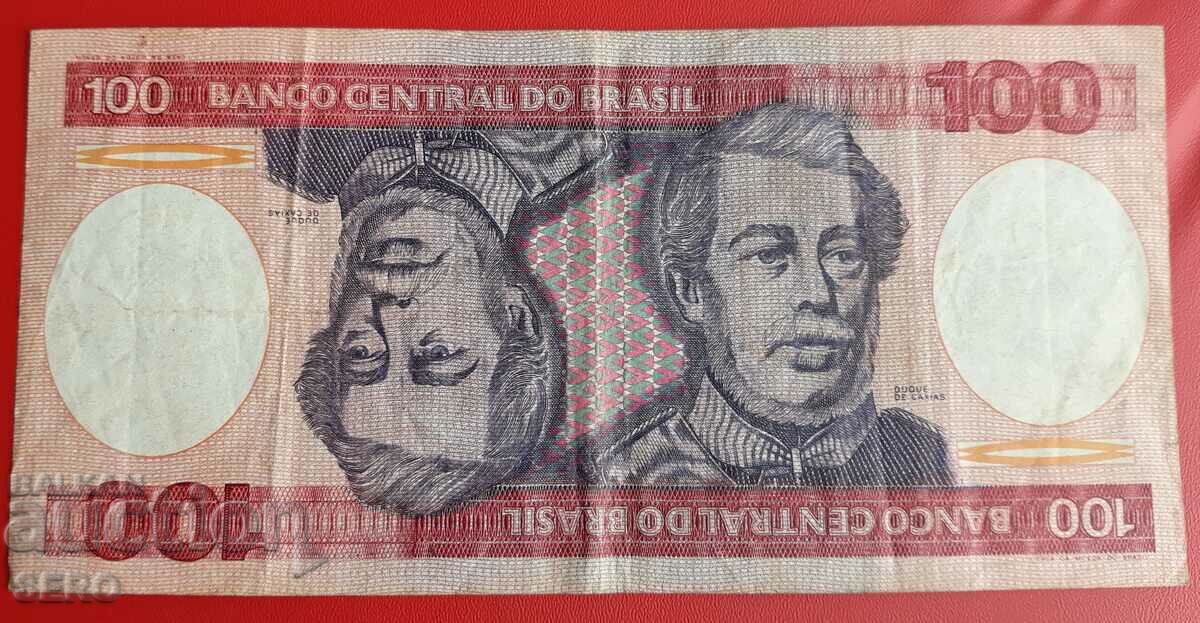 Bancnotă-Brazilia-100 cruzeiros 1981-84 an