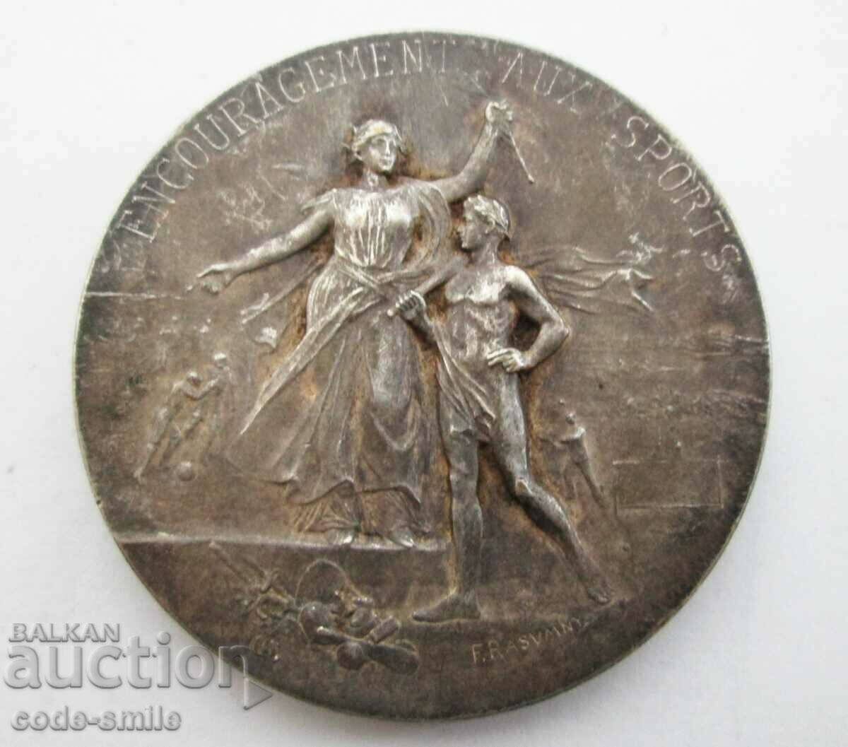 Old sports art plaque of the sculptor Felix Rasumny 1869-1940