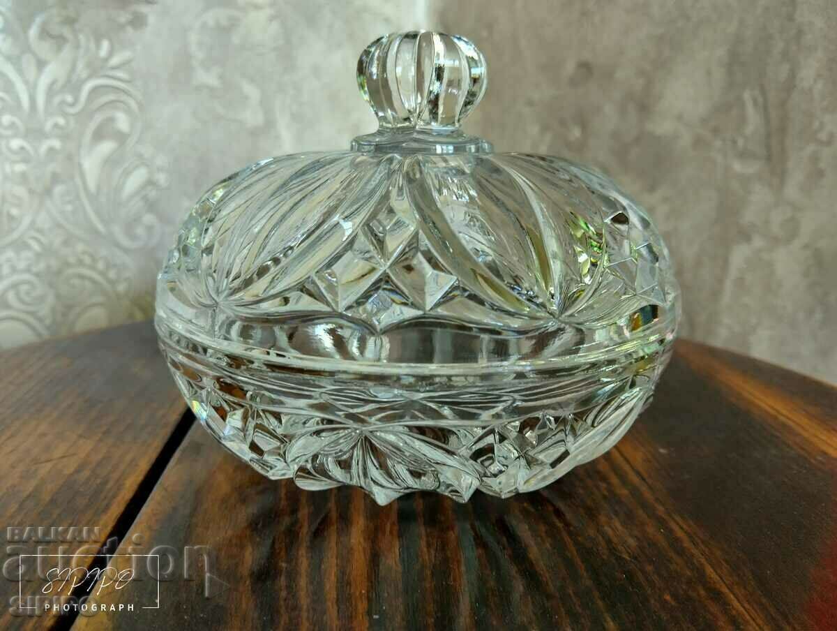 Solid crystal bowl with lid in perfect condition