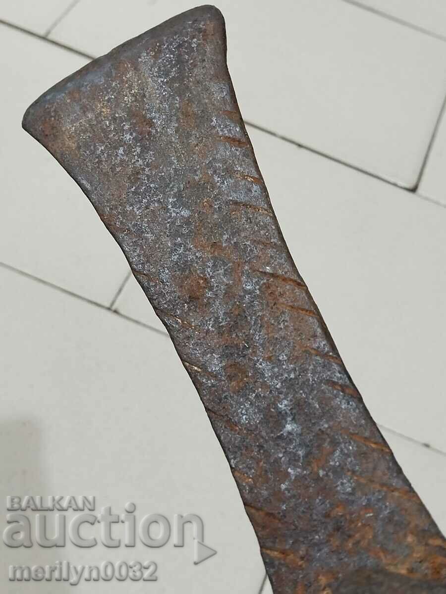 Auction Old forged turnhoe, wrought iron, hoe, blade, axe Auction Old forged turnhoe, wrought iron, hoe, blade, axe
