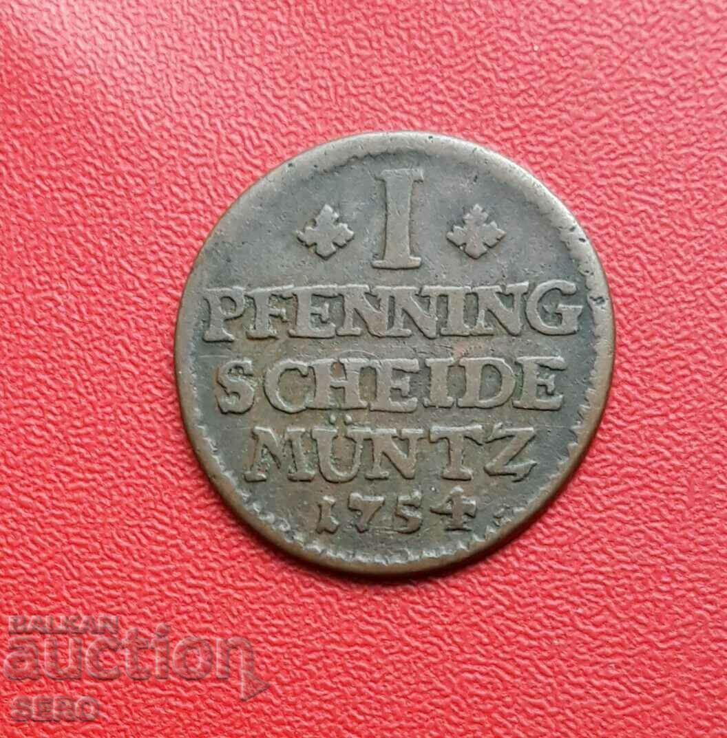 Γερμανία-Braunschweig-Wolfenbüttel-1 pfennig 1754