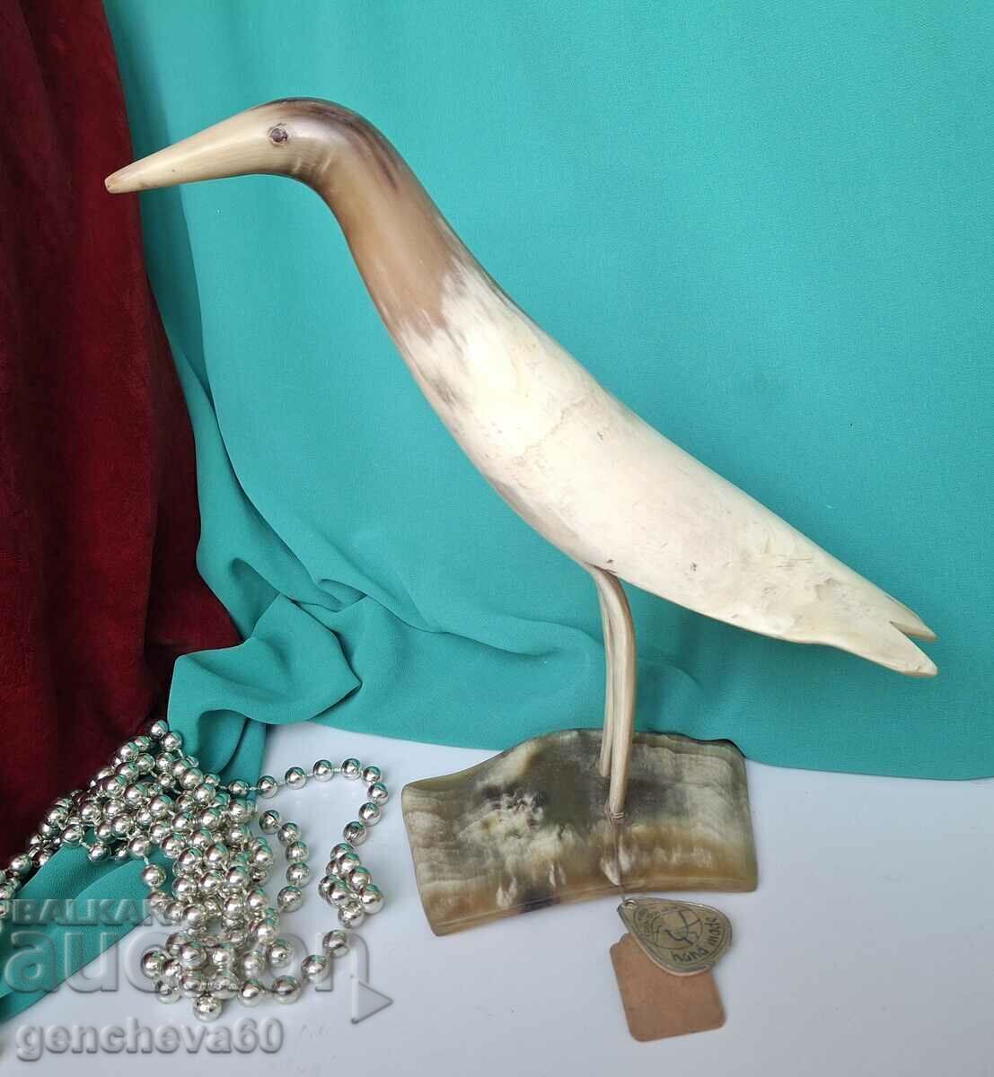 Rare horn bird figurine Czechoslovakia/label with price € 21.00 | 41.07 BGN