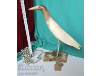 Рядка фигура на птица от рог Чехословакия/етикет