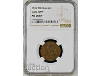 2 сантим 1835 Белгия AU58 NGC