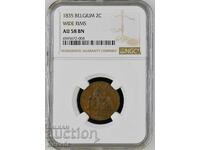 2 Centime 1835 Belgium AU58 NGC