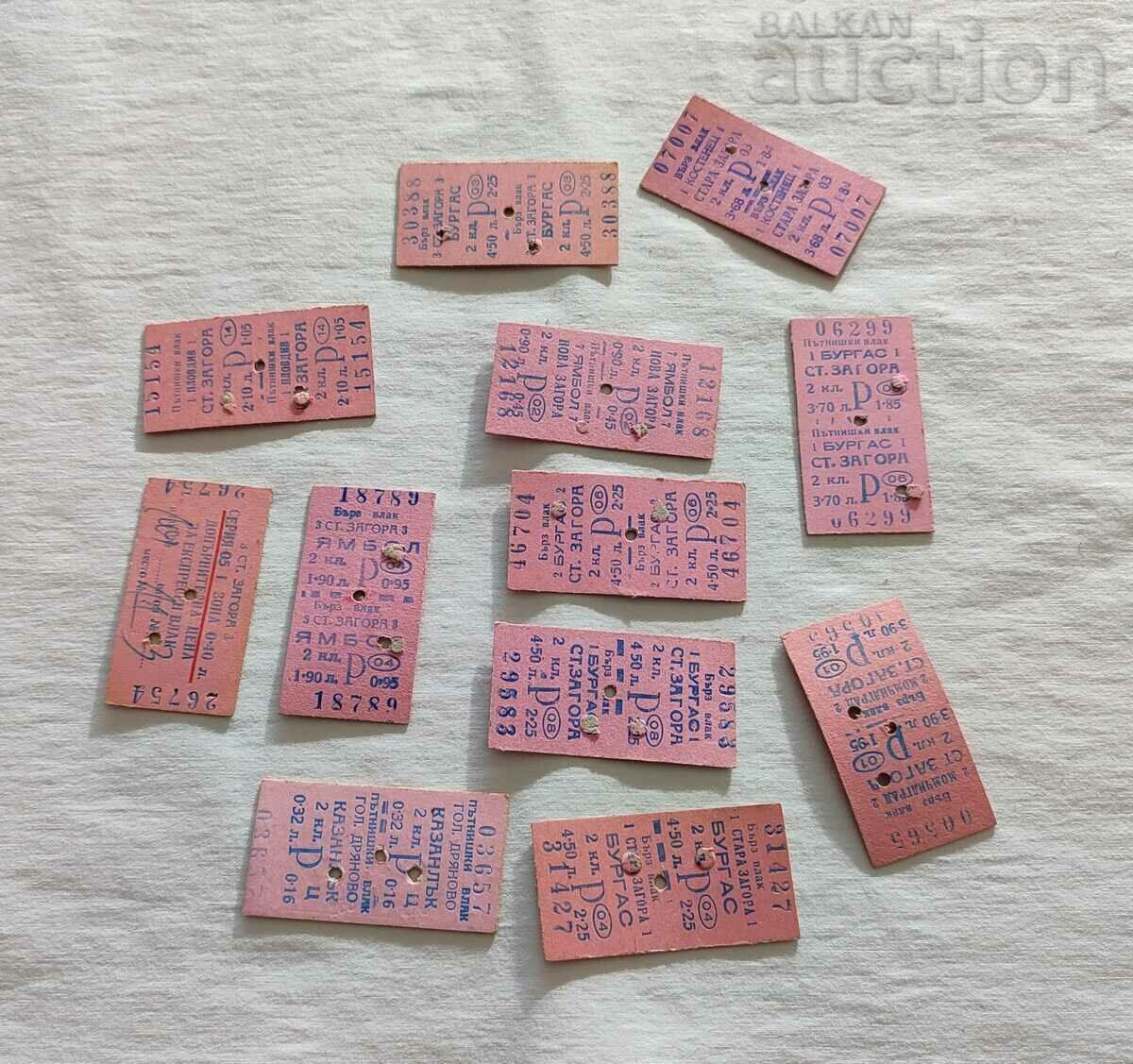 RAILWAY TICKETS 12 NUMBERS 1980s.