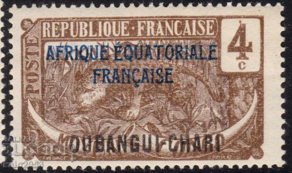 French Equat.Africa-1907-Moyen Congo, cu superscript FEA, MLH