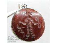 OT 1 ST. BZC HUNTING SCENE GEM SEAL PENDANT MEDALLION