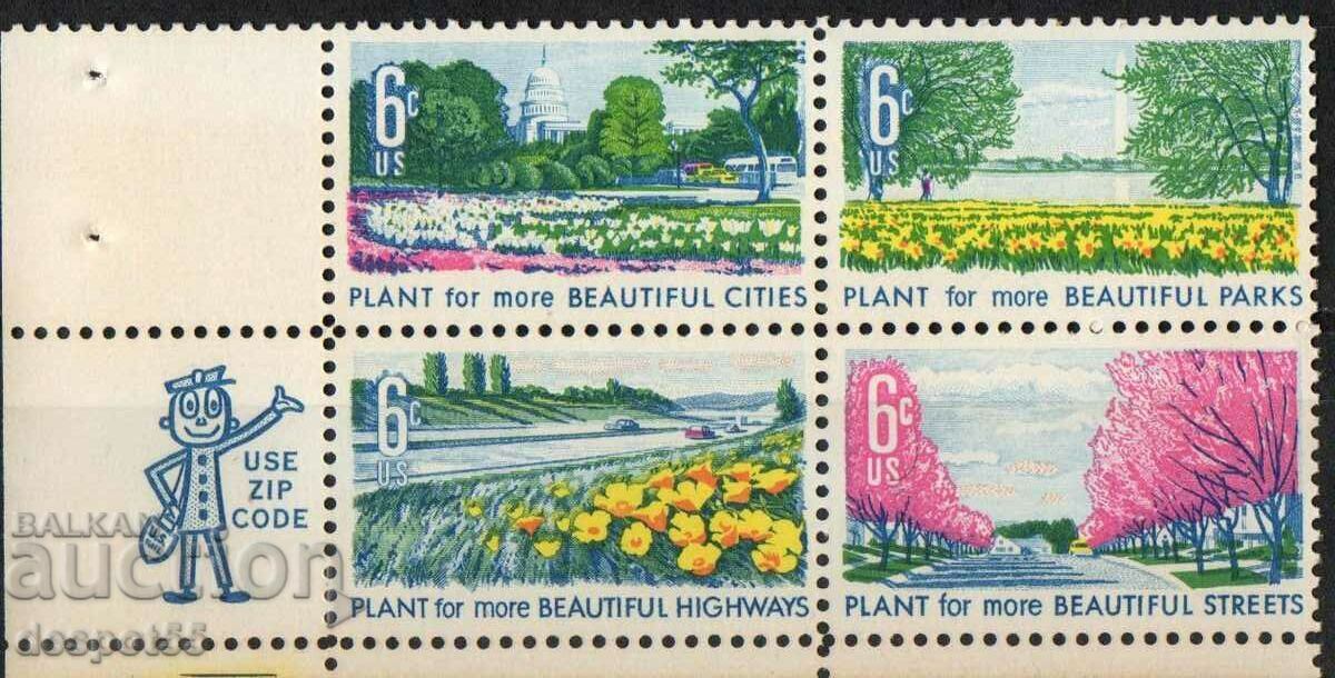 1969. USA. Beautifying America. Block x4.