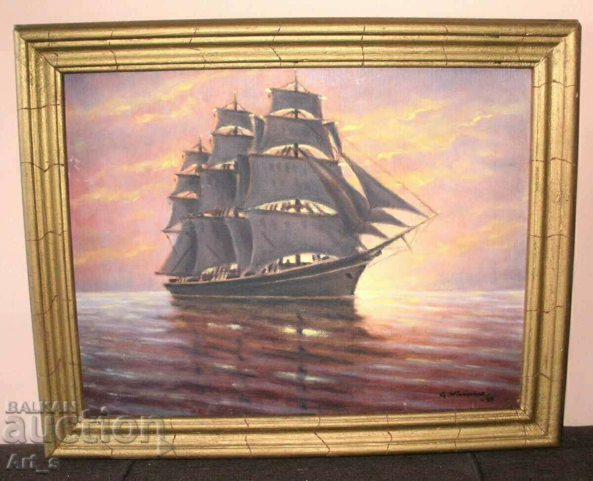 Auction The Ship with the Scarlet Sails, oil on canvas from 1959 Auction The Ship with the Scarlet Sails, oil on canvas from 1959