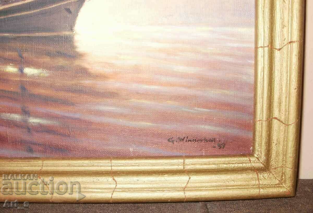 Delivery of The Ship with the Scarlet Sails, oil on canvas from 1959 Delivery of The Ship with the Scarlet Sails, oil on canvas from 1959