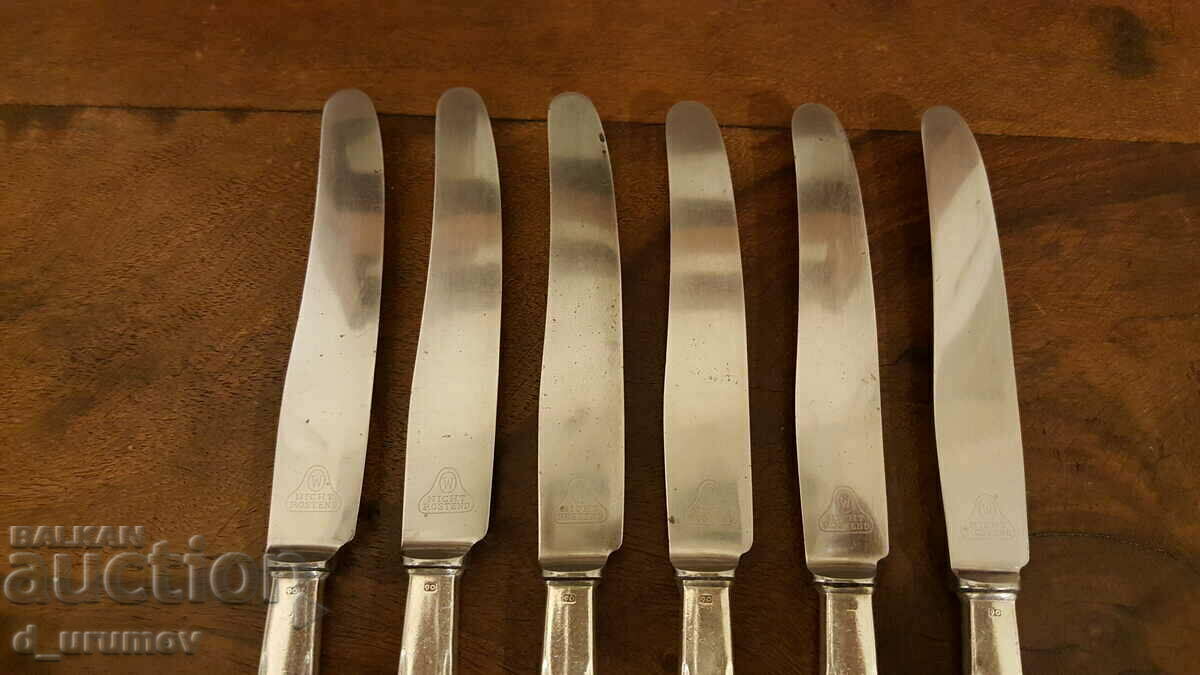 Auction Table knives with silver-plated handles Bruckmann Solingen-6 pcs. Auction Table knives with silver-plated handles Bruckmann Solingen-6 pcs.