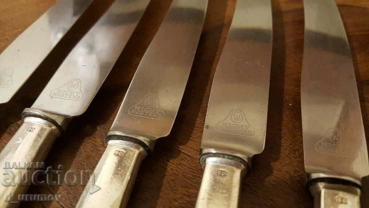 Delivery of Table knives with silver-plated handles Bruckmann Solingen-6 pcs. Delivery of Table knives with silver-plated handles Bruckmann Solingen-6 pcs.
