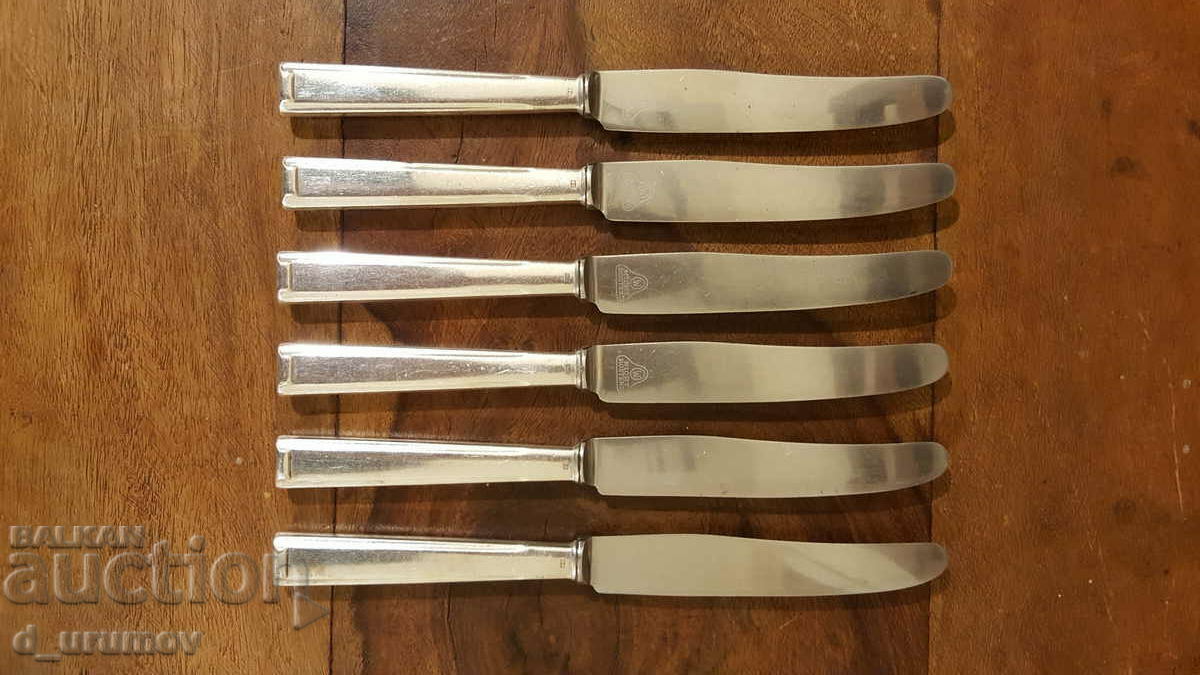 Table knives with silver-plated handles Bruckmann Solingen-6 pcs.