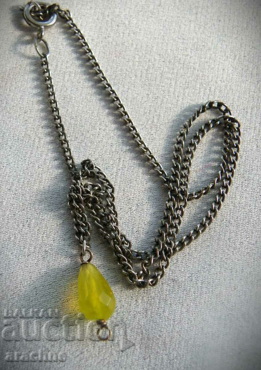 Old Egyptian silver necklace with Libyan desert glass