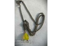 Old Egyptian silver necklace with Libyan desert glass