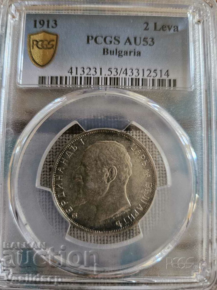 2 Leva 1913 Au 53! PCGS