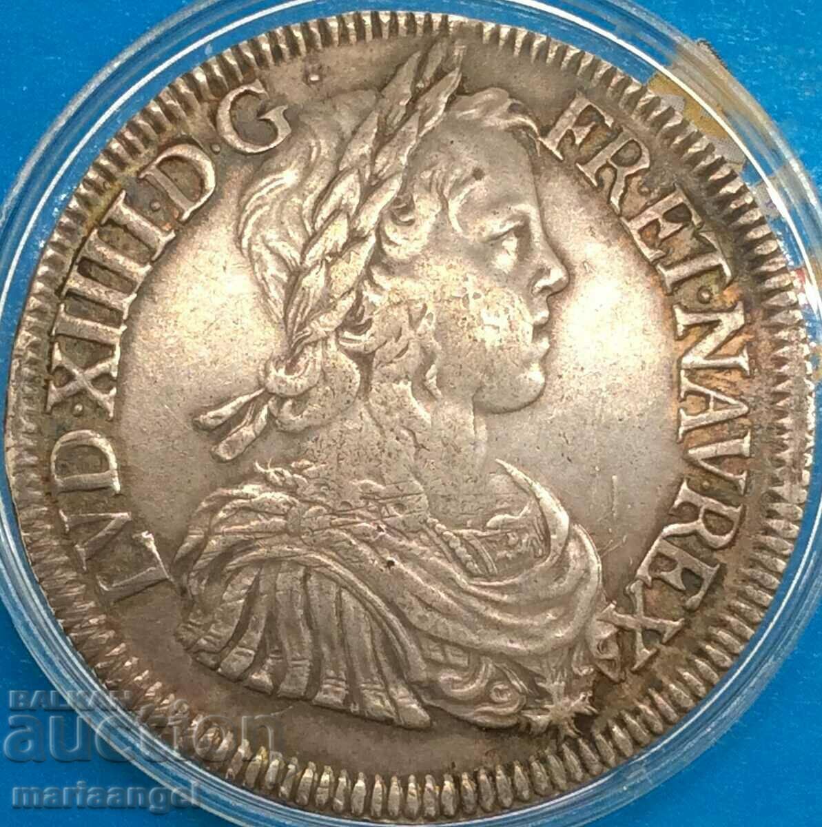 Γαλλία 1 ECU 1647 Louis XIV H - La Rochelle Silver ΣΠΑΝΙΟ