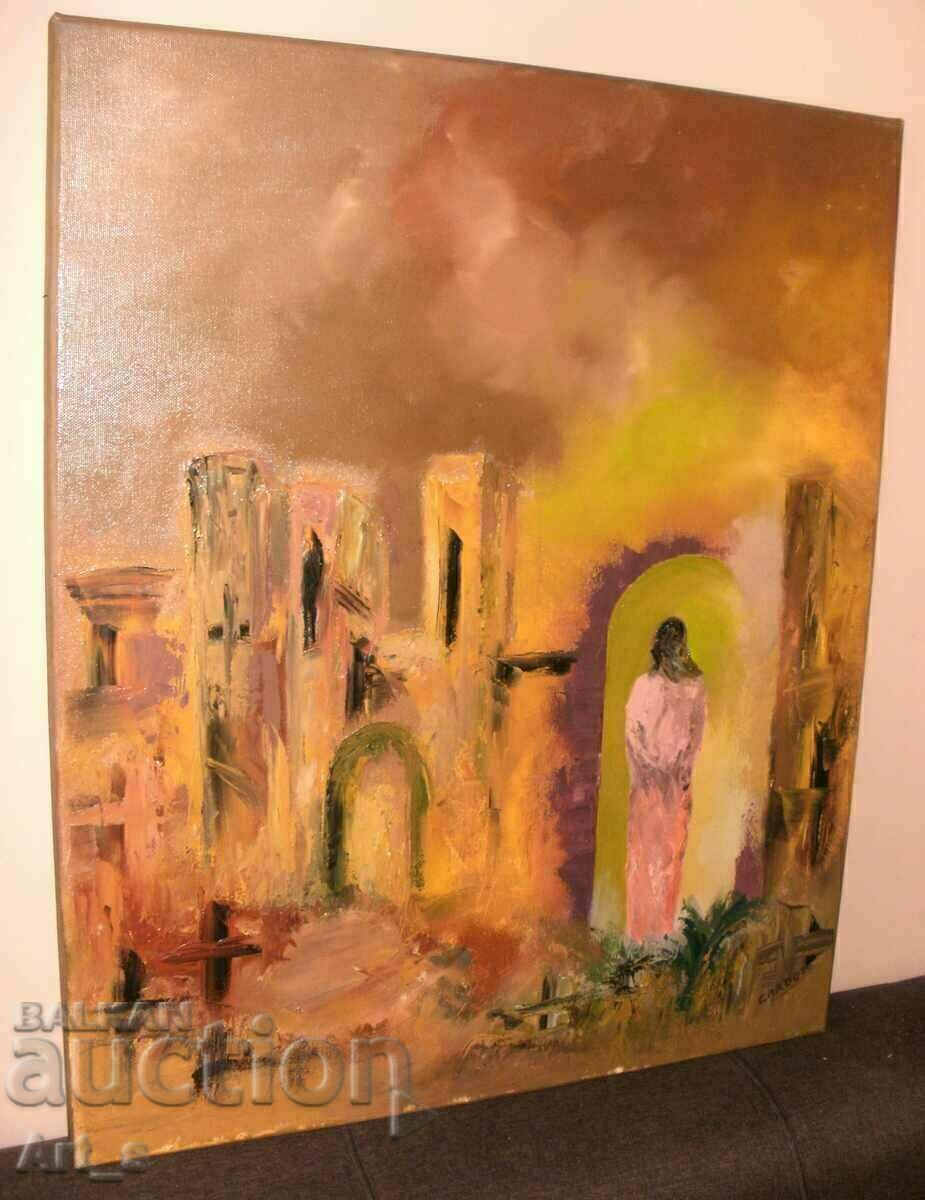 Auction  "The Gate", Arabic motifs painted in oil on canvas