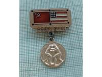 Badge - Sports meeting USSR USA ( США ) Wrestling