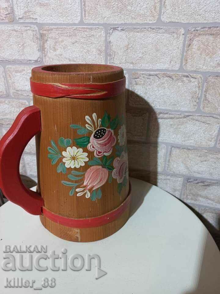 A huge wooden mug