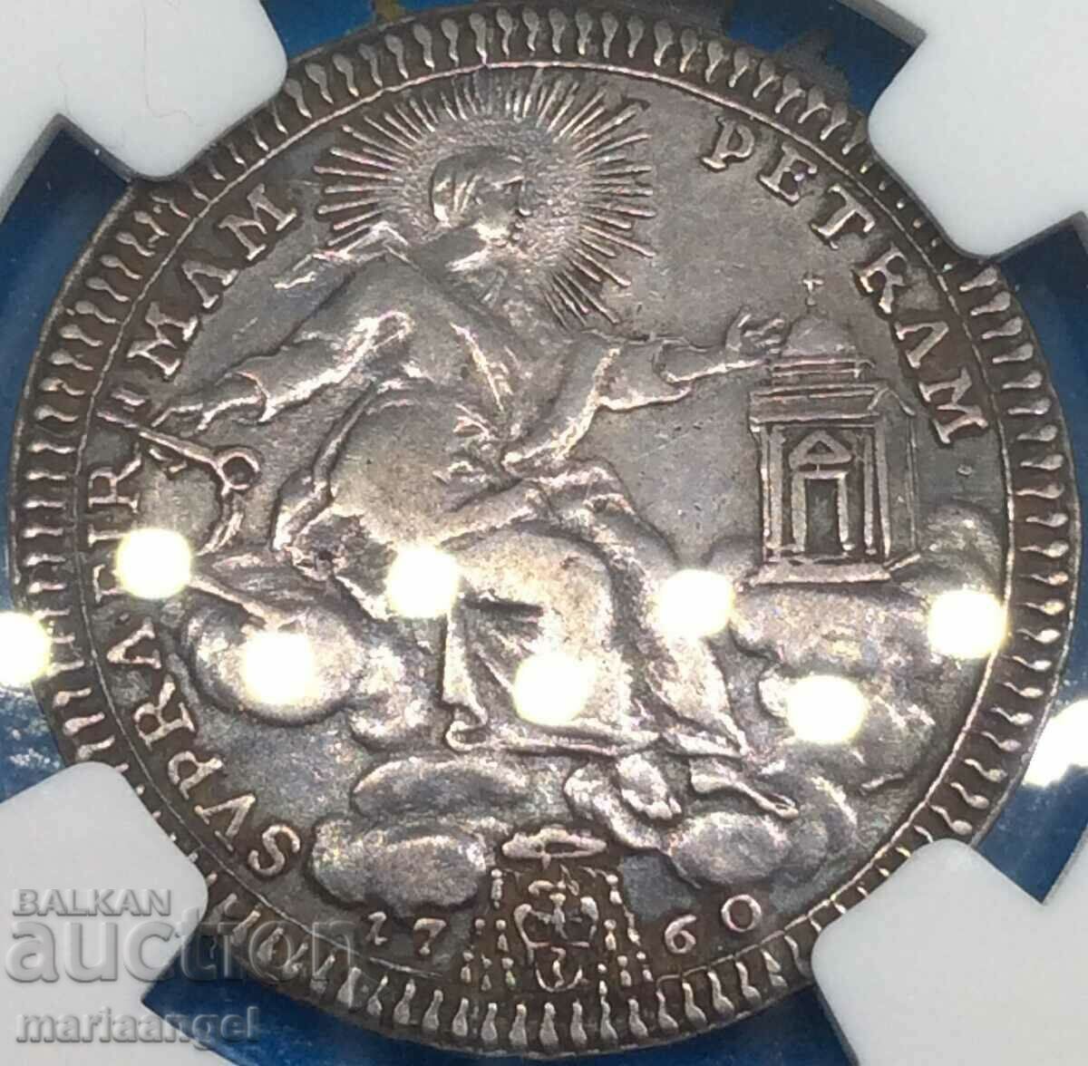 Vatican Double Giulio 1760 Clement XIII NGC VF 30 argint