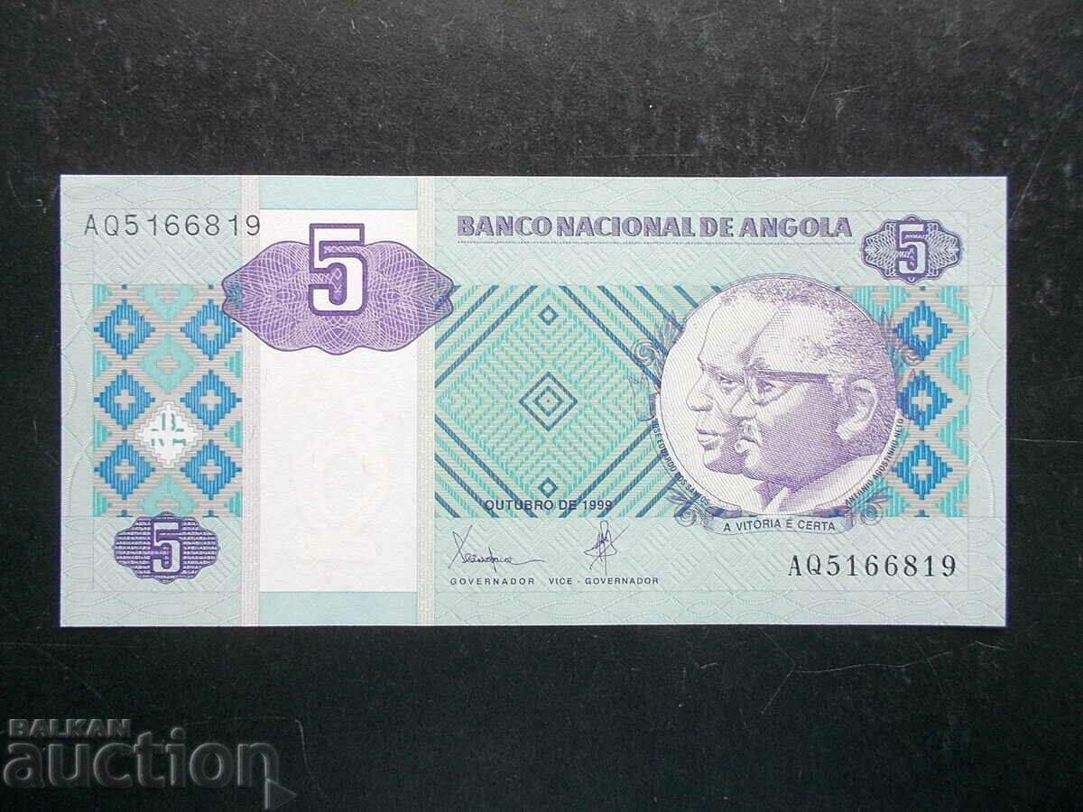 ANGOLA, 5 Kwanzaa, 1999, UNC