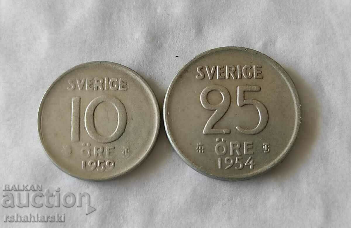 Coins Sweden - 2 pcs. Silver 0.400 [1954 - 1959]