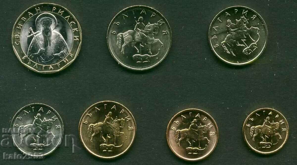 Аукцион БЪЛГАРИЯ-Комплект курсиращи монети-1999-2002-UNC-от фишека