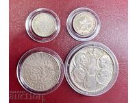 Lot of 4 Silver Coins 30 Drachmas 1963, Cuban Centavos 1949