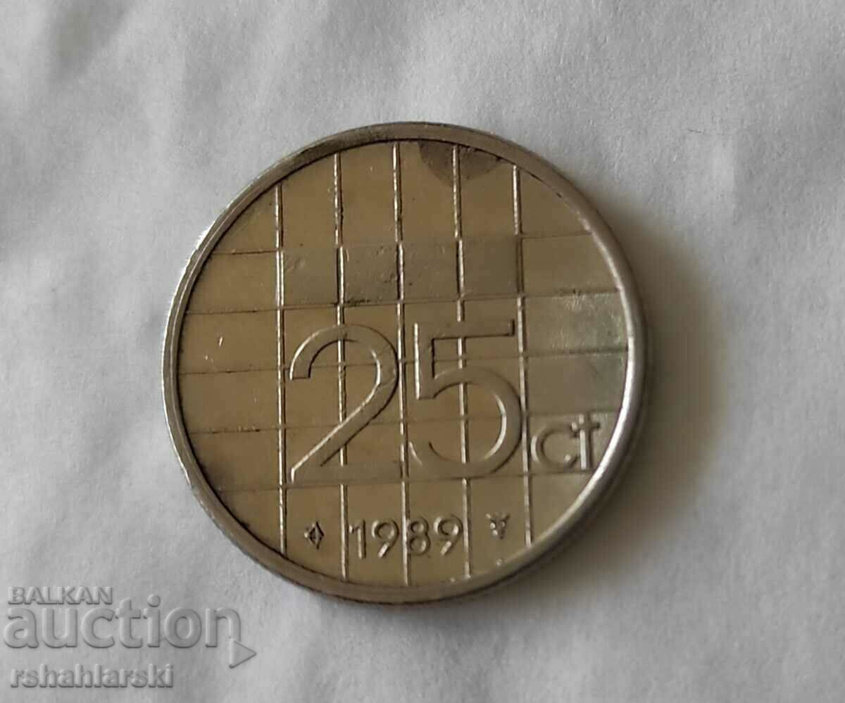 Netherlands 25 cents, 1989