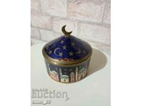 Solid bronze enamel box Oriental motifs