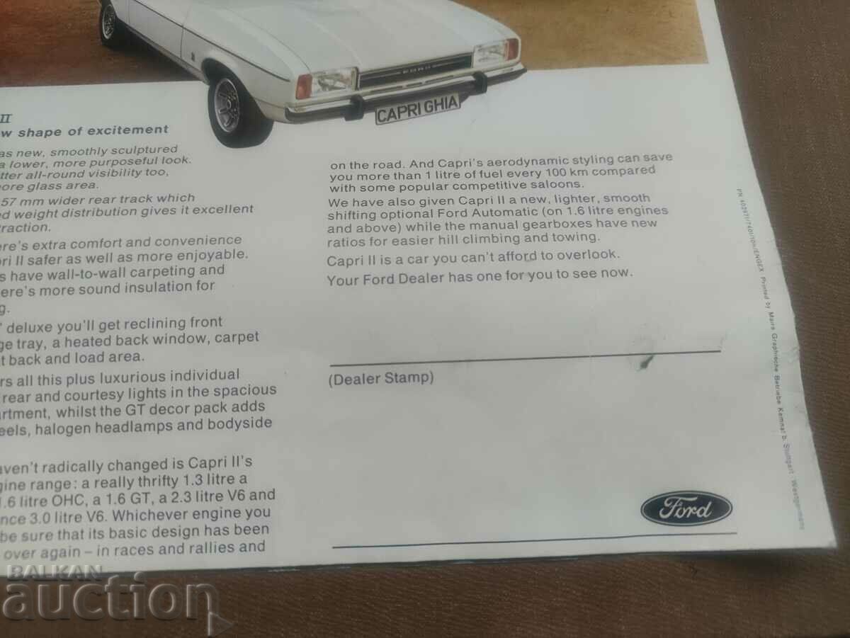 Ford Capri II brochure with price 100.00 BGN | € 51.13 Ford Capri II brochure with price 100.00 BGN | € 51.13
