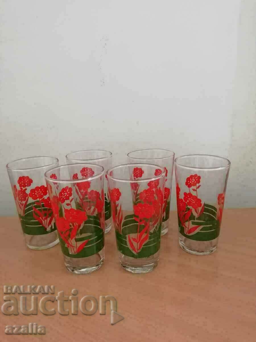 Set of 6 new colored glasses for water and soft drinks