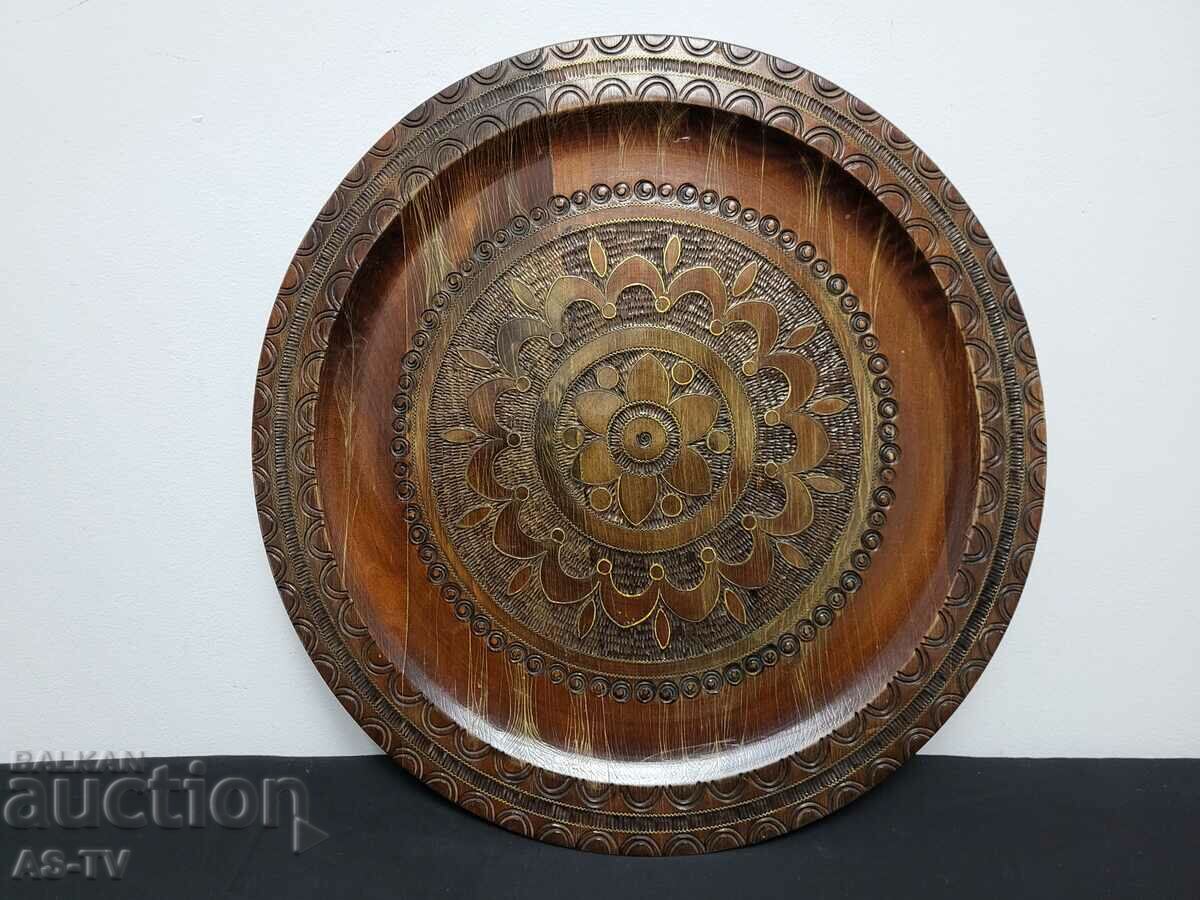 A wooden plate