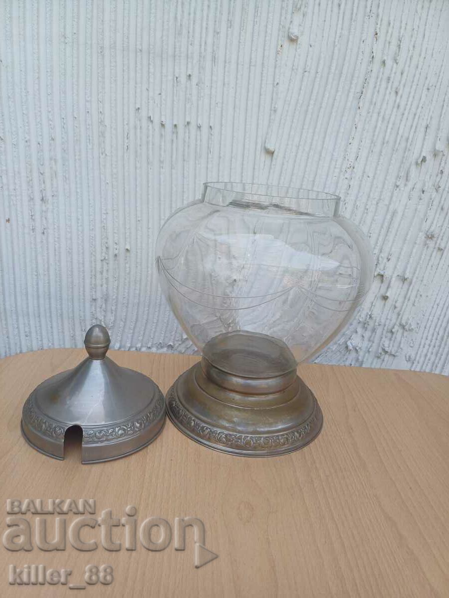 Vintage glass jar with price 90.00 BGN | € 46.02 Vintage glass jar with price 90.00 BGN | € 46.02
