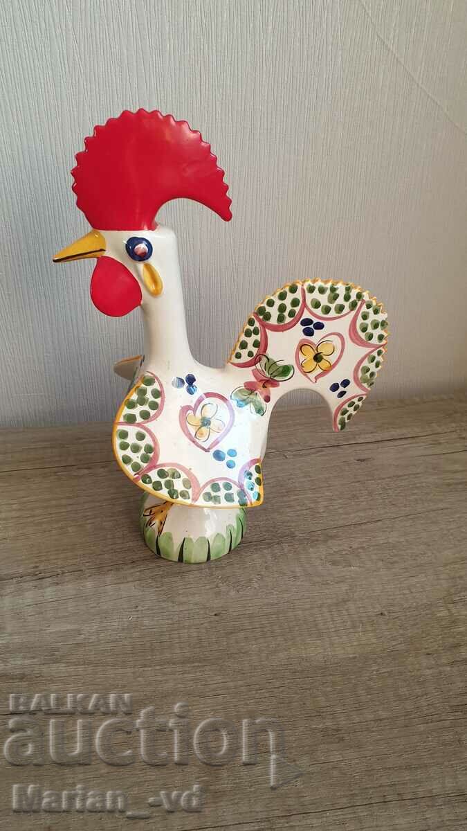 Porcelain Portuguese Rooster Figure Hand Painted