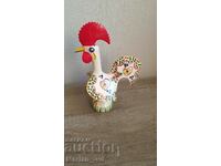 Porcelain Portuguese Rooster Figure Hand Painted