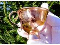 Copper cup with double walls, engraved.